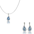 Silverpolished Swarovski Light Blue Stone Pendent Set