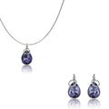 Silverpolished Elegant Purple Stone Swarovski Pendent Set