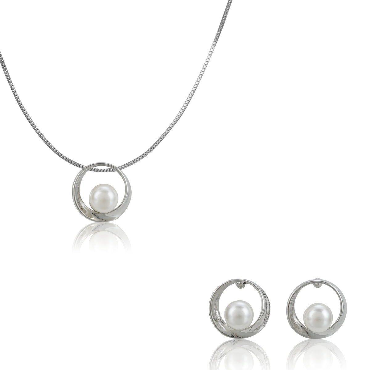 Silverpolished Swarovski Designer Pendent Set