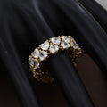 Golden Brilliant Heart-Cut Cubic Zirconia Eternity Free Size Ring