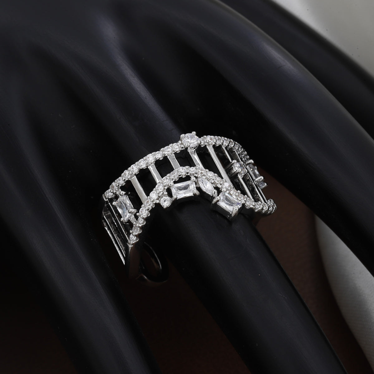 Modern Architectural Crown Free Size Ring