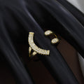 Sparkling Heart-Cut Double-Row Eternity Ring in Polished Sterling Gold