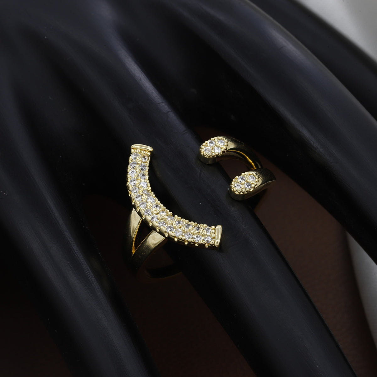 Sparkling Heart-Cut Double-Row Eternity Ring in Polished Sterling Gold
