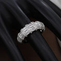 Adjustable Silver-Tone Baguette & Round Zirconia Band Ring