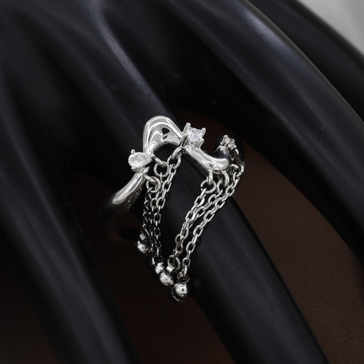 Silver Molten Lava Fringe Ring