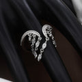 Crescent Moon Inspired Ring with Dazzling Marquise Dangles