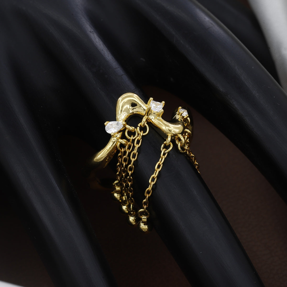 Gold Molten Lava Fringe Ring