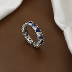 Elegant Sapphire & White Diamond Simulant Free Size Ring