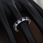 Elegant Sapphire & White Diamond Simulant Free Size Ring
