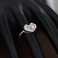 Charming Pixel Heart Adjustable Ring with Pink & Clear Zirconia
