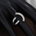 Sparkling Heart-Cut Double-Row Eternity Ring in Polished Sterling Silver