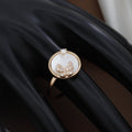 Elegant Mother-of-Pearl Butterfly Medallion Ring in 14K Gold-Plated Finish