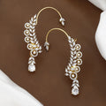 Gold Floral Vine Ear Cuffs with Teardrop Crystal