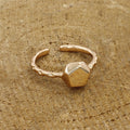 Geometric Hexagon Gold Open Adjustable Ring