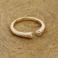 Gold Open Bypass Ring with Sparkling Round Zirconia Accents