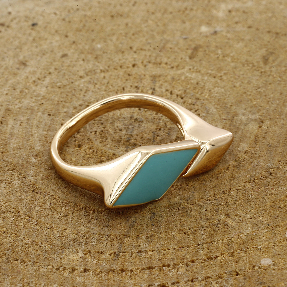 Geometric Turquoise Inlay Bypass Ring