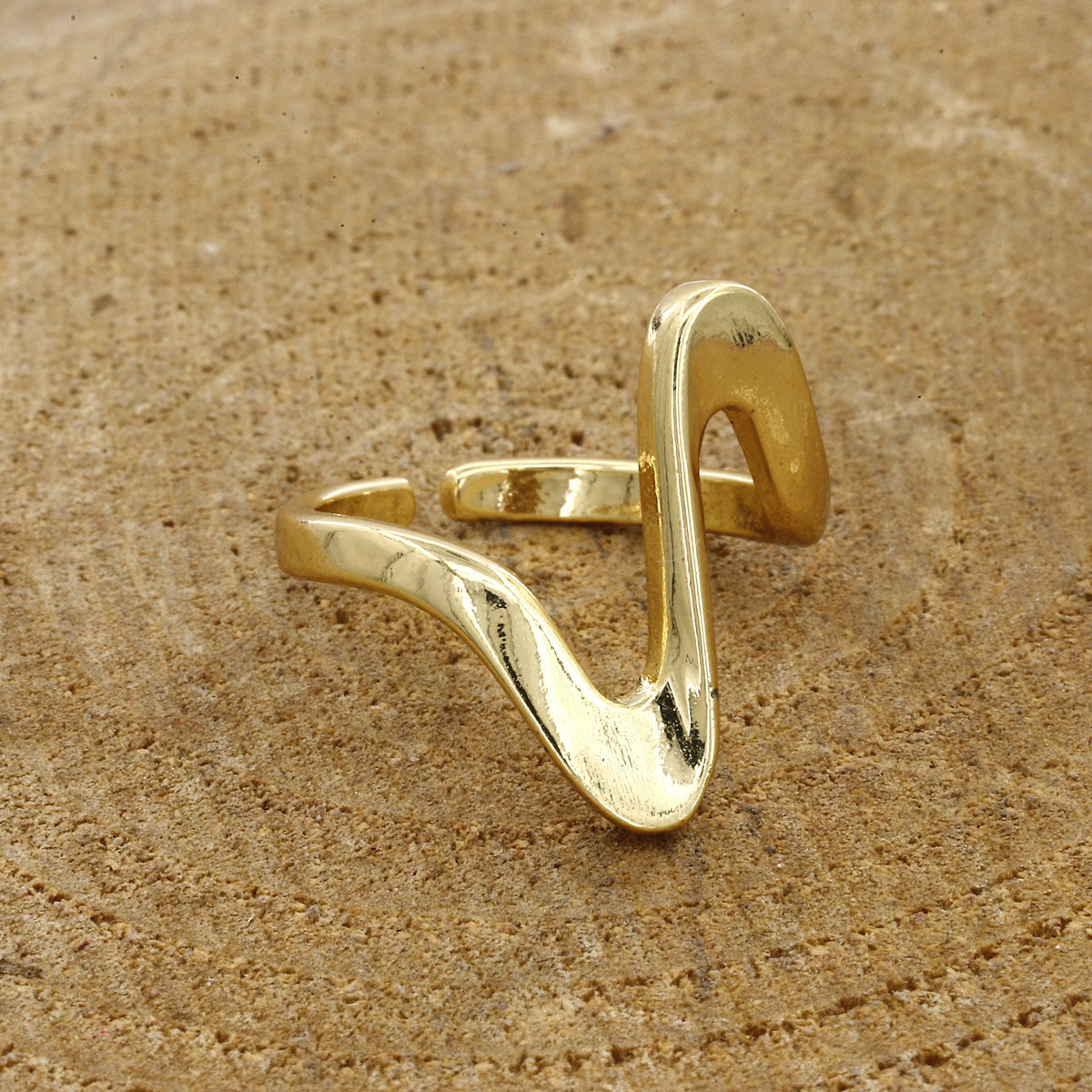 Gold Tone Wave Adjustable Ring
