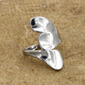 Sculptural Silver Toned Wave Adjustable Ring