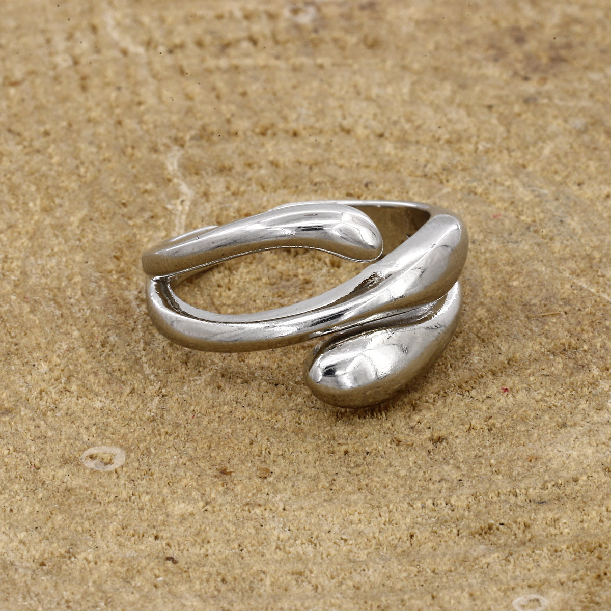 Silver Teardrop Wrap Adjustable Ring