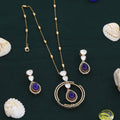 Circle Big Pendent Fusion Necklace Set with Colors