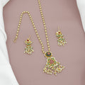 Gold Plated Pearl & Stone Studded Jewellery Set