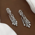 Silver Plated Cubic Zirconia Long Dangle Earrings