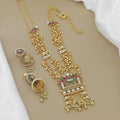 Grand Gold-Plated Elephant & Meenakari Jhumki Long Necklace Set
