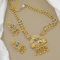 Grand Gold-Plated Peacock & Jhumki Long Necklace Set