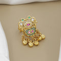 Vintage Gold-Plated Moti Finger Ring with Stone and Jhumki Drops