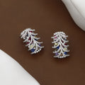 Colorful American Diamond Leaf Cluster Earrings