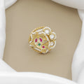 Antique Swarovski Diamond & Pearl Ring with Ruby and Emerald