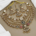 Minimalist Gold-Toned Geometric Charm Necklace Set with Earrings