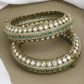 Antique Mahendi Polish Polki Diamond & Emerald Patla Set