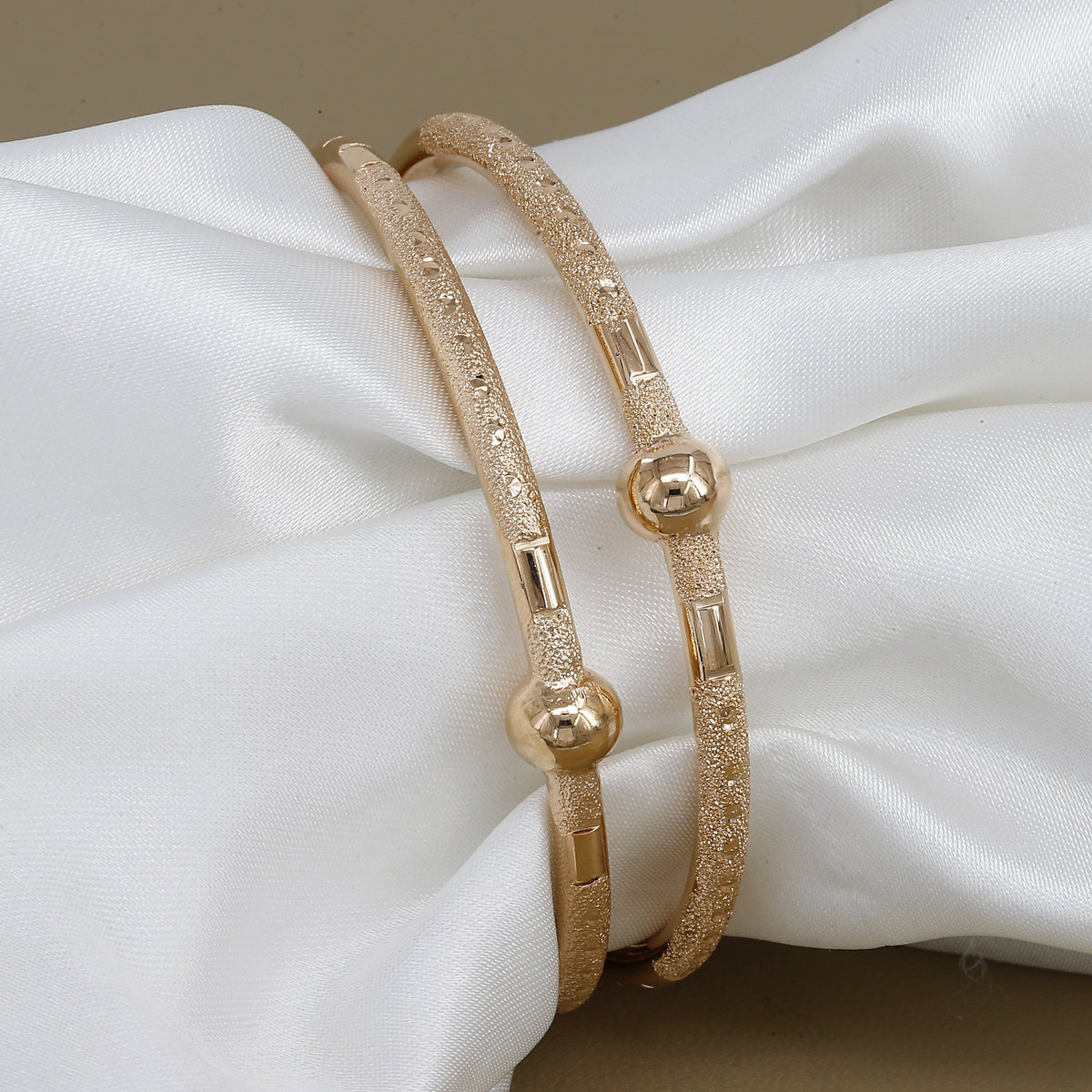 Modern Designer Rose Gold Toned Set Of 2 Bangles