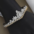 Two-Tone Floral Crown CZ Statement Diamond Kada