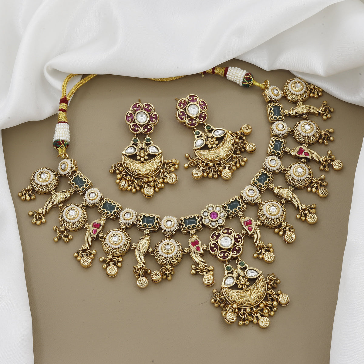 Kundan Meenakari Antique Wedding Necklace Set