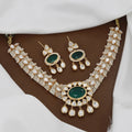 Polished Kundan Polki & Emerald Necklace Set with Earrings