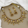 Traditional Matte Gold Tones Necklace Set with Big Jumkhas