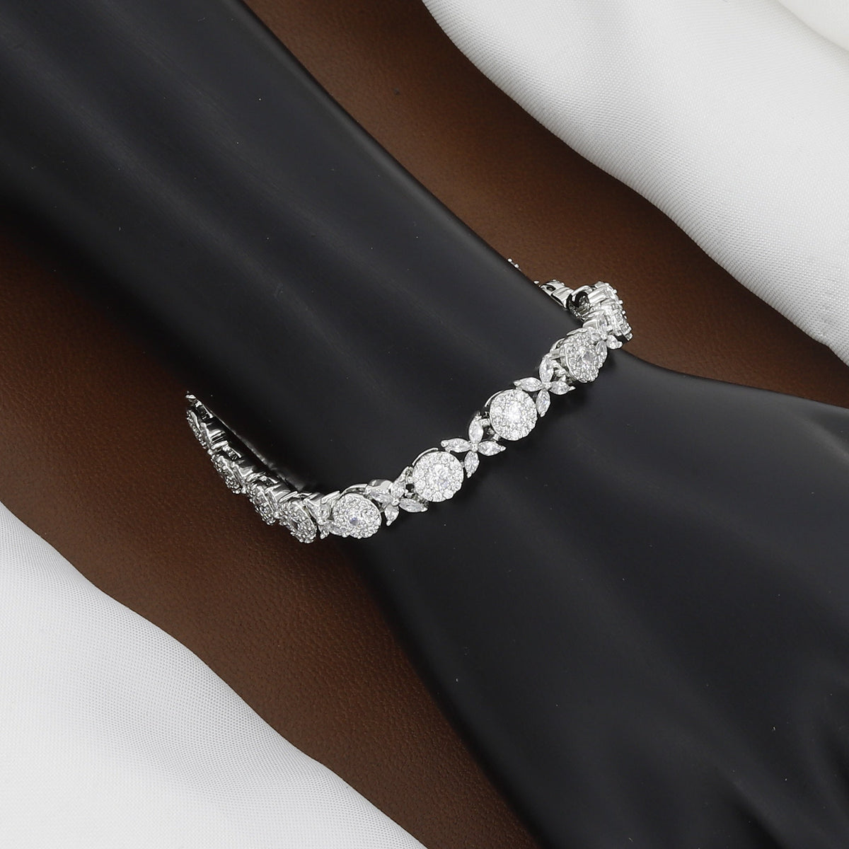 Party Wear Luxury CZ Stone Silver Tone Tennis Bracelet