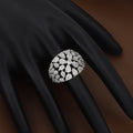 Sparkling Full Pave Silver Tone Clear Crystal Cluster Diamond Ring