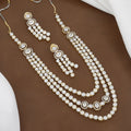 Gold Polished Luxury CZ Exquisite 3-Layer American Diamond Necklace Set