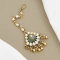 Kundan Polki Maang Tikka with Central Green Stone