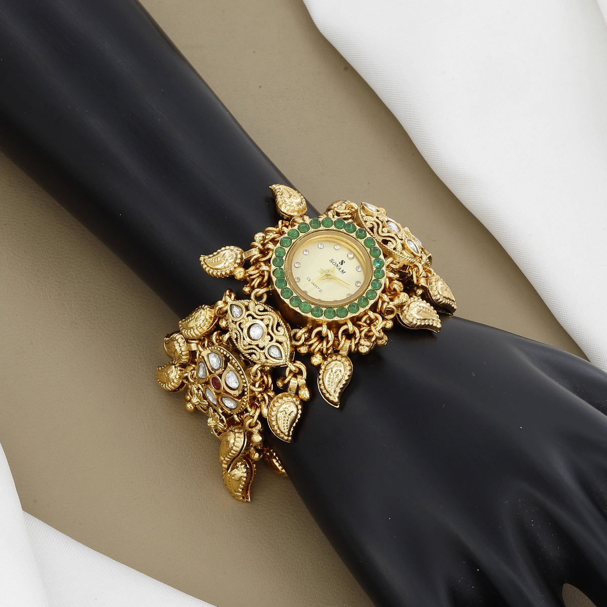 Traditional Watch Bracelet Unique, Kundan and Functional