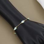 Minimalist Gold Link Bracelet with Stone Accents With Colors