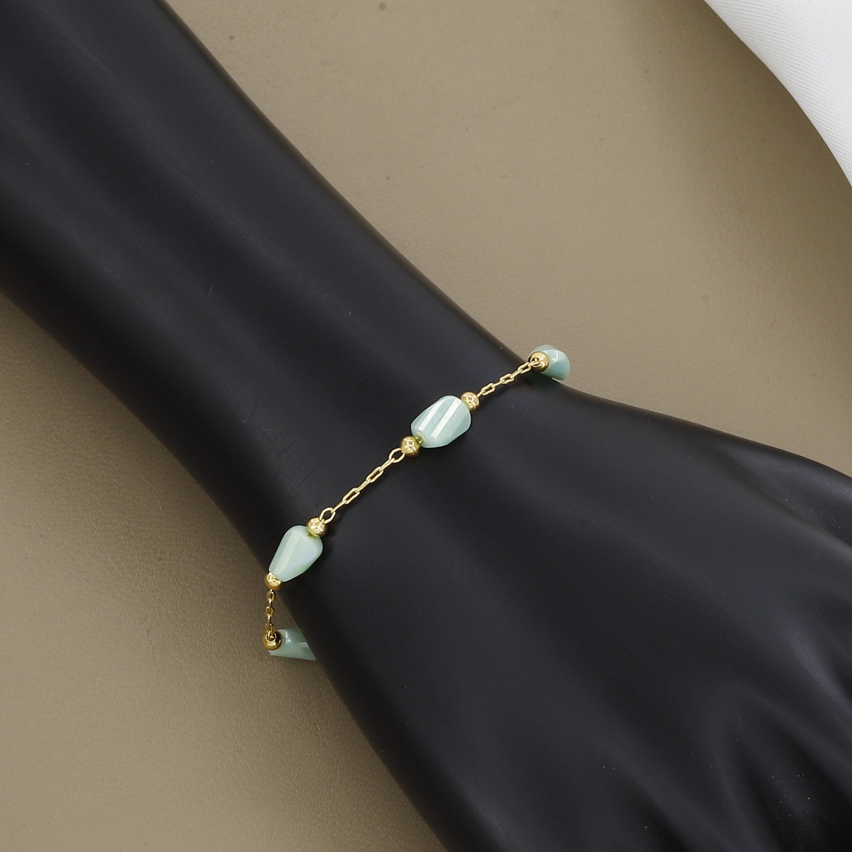 Minimalist Gold Link Bracelet with Stone Accents With Colors