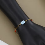 Minimalist Gold Link Bracelet with Stone Accents
