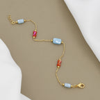 Minimalist Gold Link Bracelet with Stone Accents