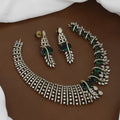 Mehndi Polished Luxury Emerald American Diamond Necklace Set