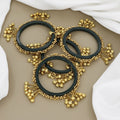 Set of 4 Gold Jhumka Bangles with Ghungroo Dangles
