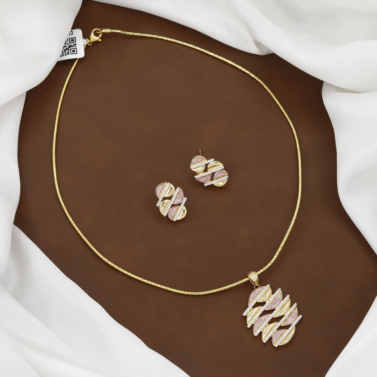 Elegant Gold-Tone Abstract Leaf Jewelry Set with Colors
